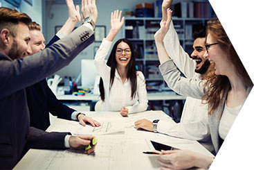 Company leaders giving each other a high five