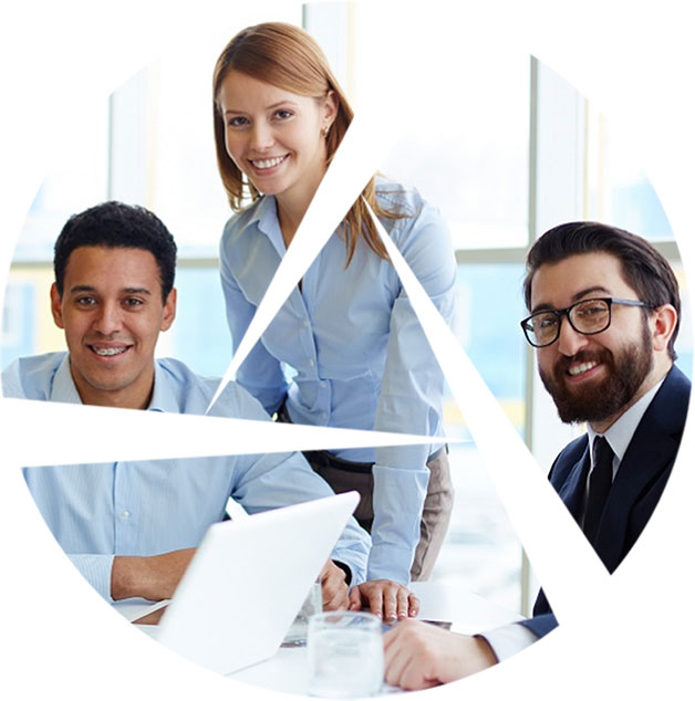 3 business people smiling