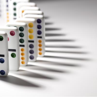 Dominoes lined up