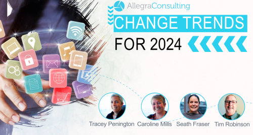 Change Trends for 2024 with faces of presenters - Tracey, Caro, Seath and Tim