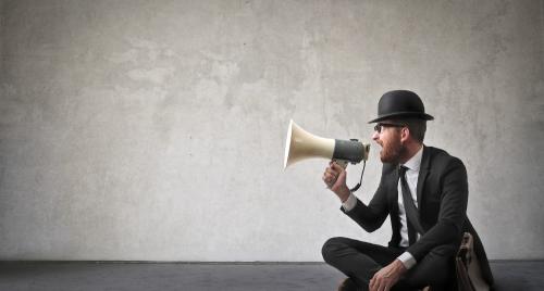 Man with loudspeaker