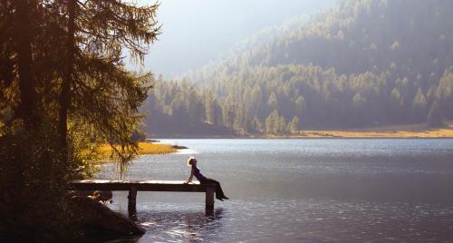 Scenic lake with jetty