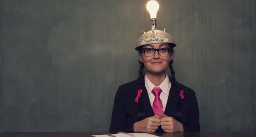 Person with lightbulb on their head