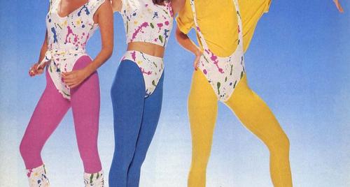 Women dressed in 80's lycra