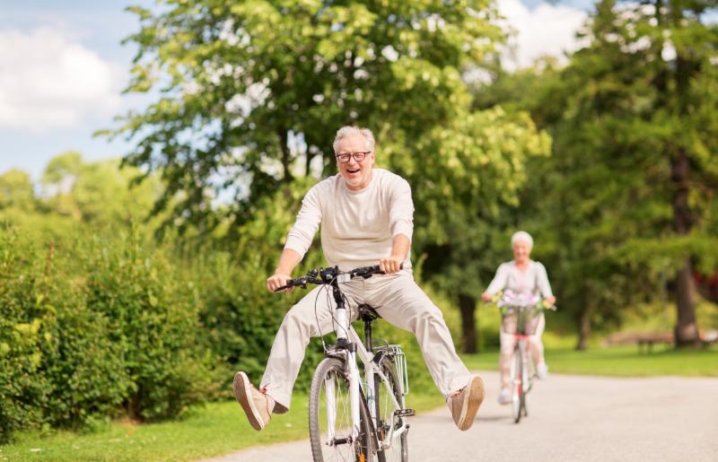 Old man riding bike