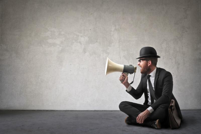 Man with loudspeaker