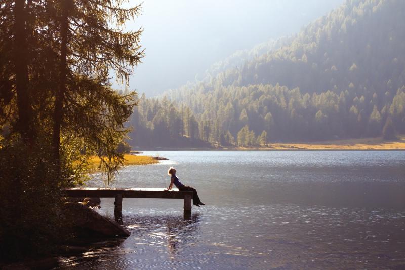 Scenic lake with jetty