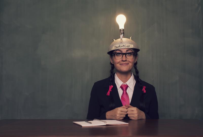 Person with lightbulb on their head