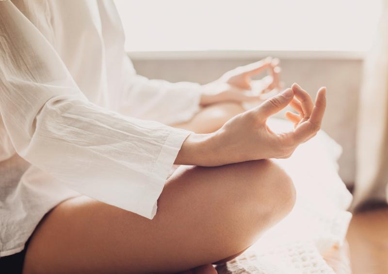 Lady meditating